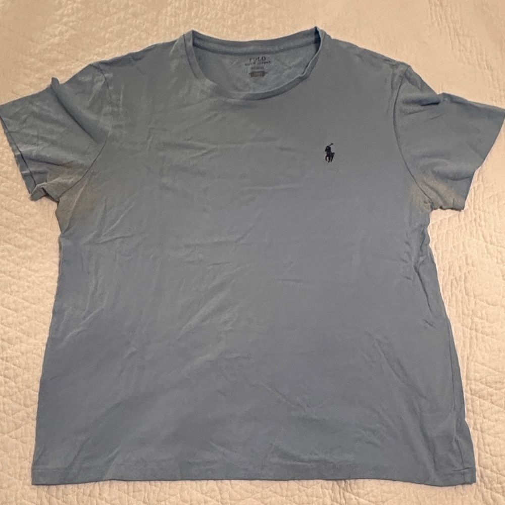 Polo Ralph Lauren Light Blue Crew Tee with Logo Print